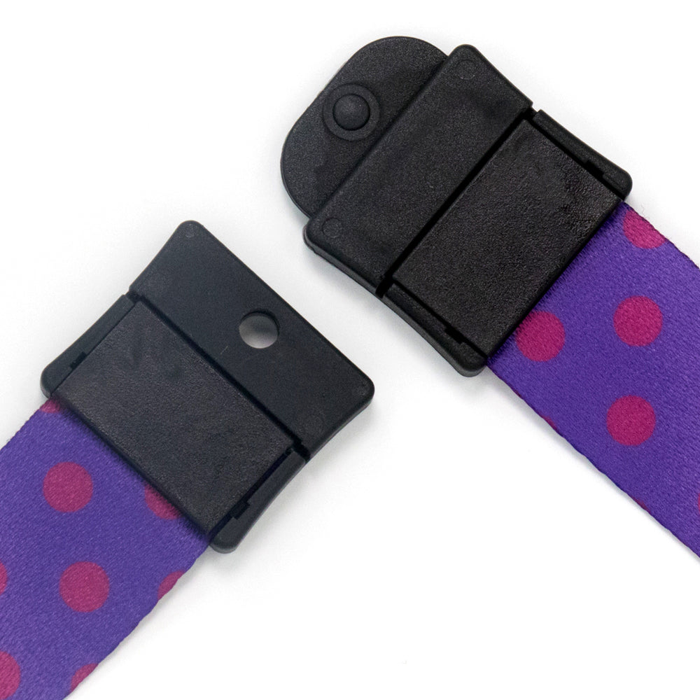 Buttonsmith Magenta Dots Breakaway Lanyard - Made in USA - Buttonsmith Inc.