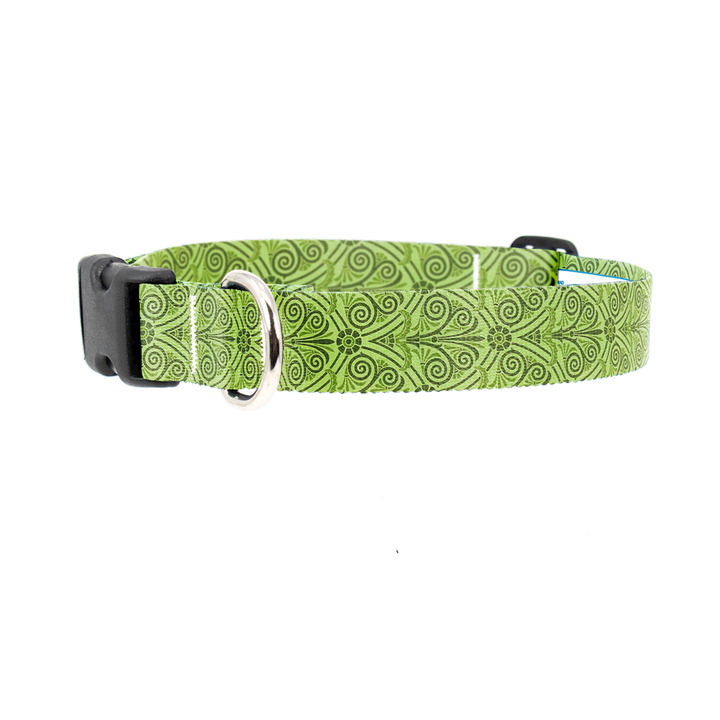 Olive Greek Swirls Dog Collar - Made in USA