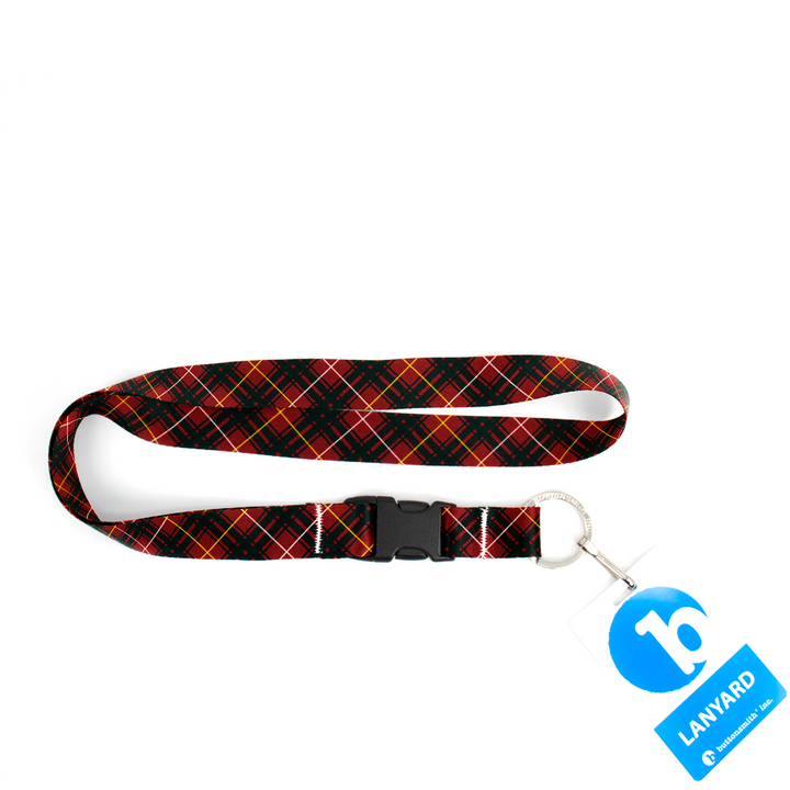 Bruce Plaid Premium Lanyard - with Buckle and Flat Ring - Made in the USA