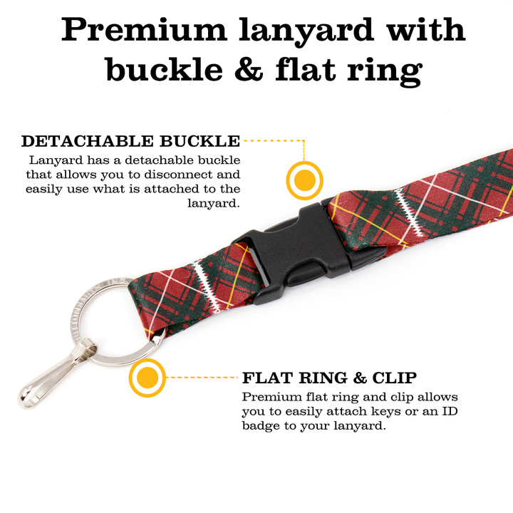 Bruce Plaid Breakaway Lanyard - with Buckle and Flat Ring - Made in the USA