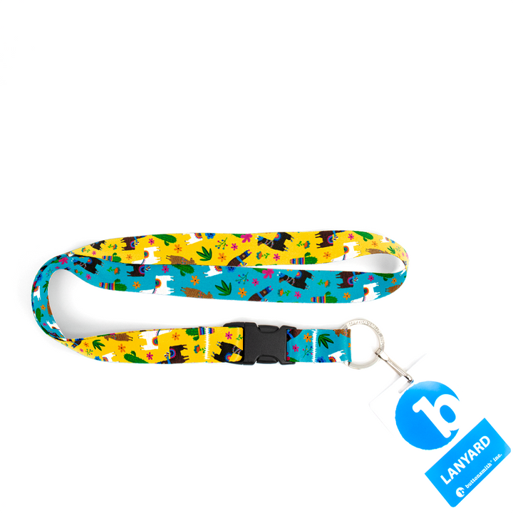 Llama Rama Yellow Premium Lanyard - with Buckle and Flat Ring - Made in the USA