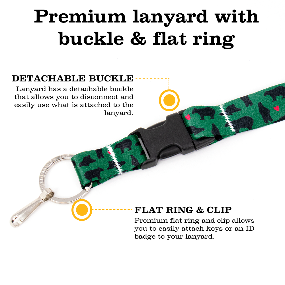 Bear Breakaway Lanyard - with Buckle and Flat Ring - Made in the USA