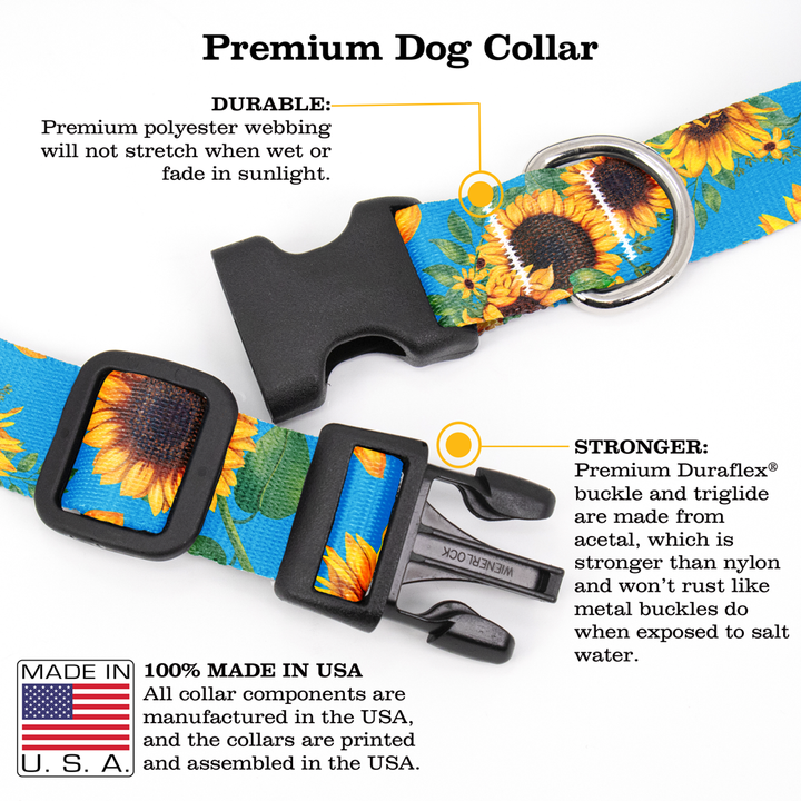 Disability Sunflowers Dog Collar - Made in USA