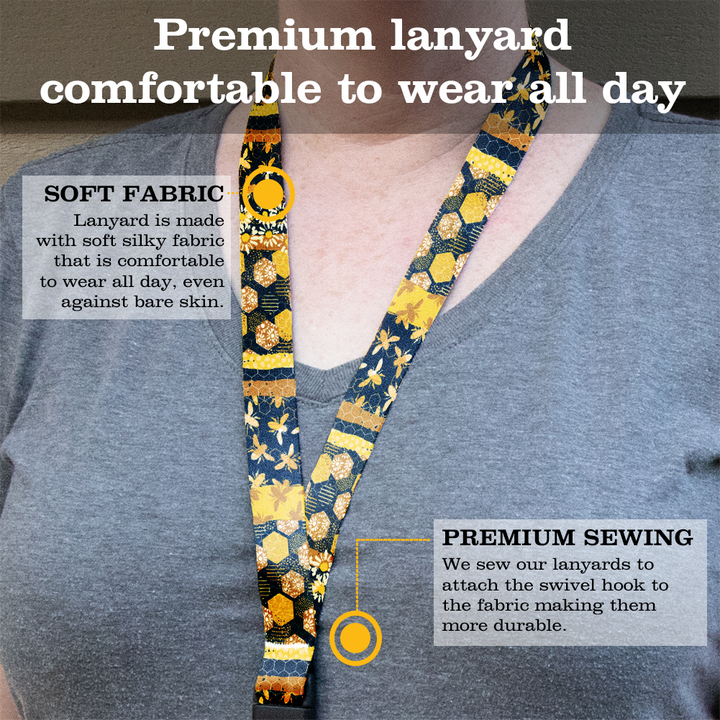 Hive Heaven Breakaway Lanyard - with Buckle and Flat Ring - Made in the USA