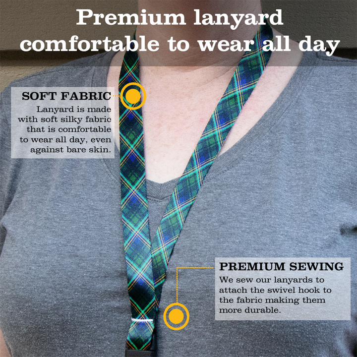 Clark of Ulva Plaid Premium Lanyard - with Buckle and Flat Ring - Made in the USA