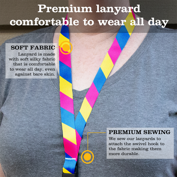 Pan Sexual Pride Premium Lanyard - with Buckle and Flat Ring - Made in the USA