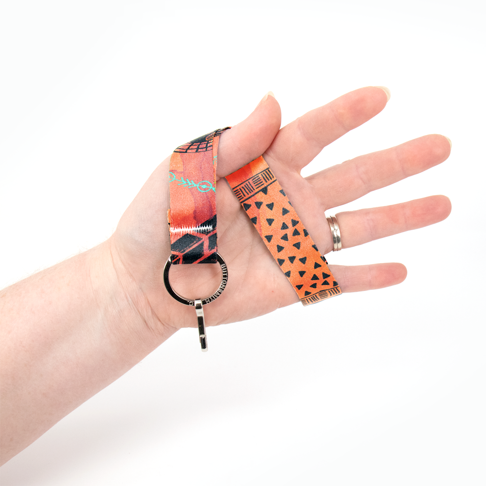 Doodles Wristlet Lanyard - Short Length with Flat Key Ring and Clip - Made in the USA