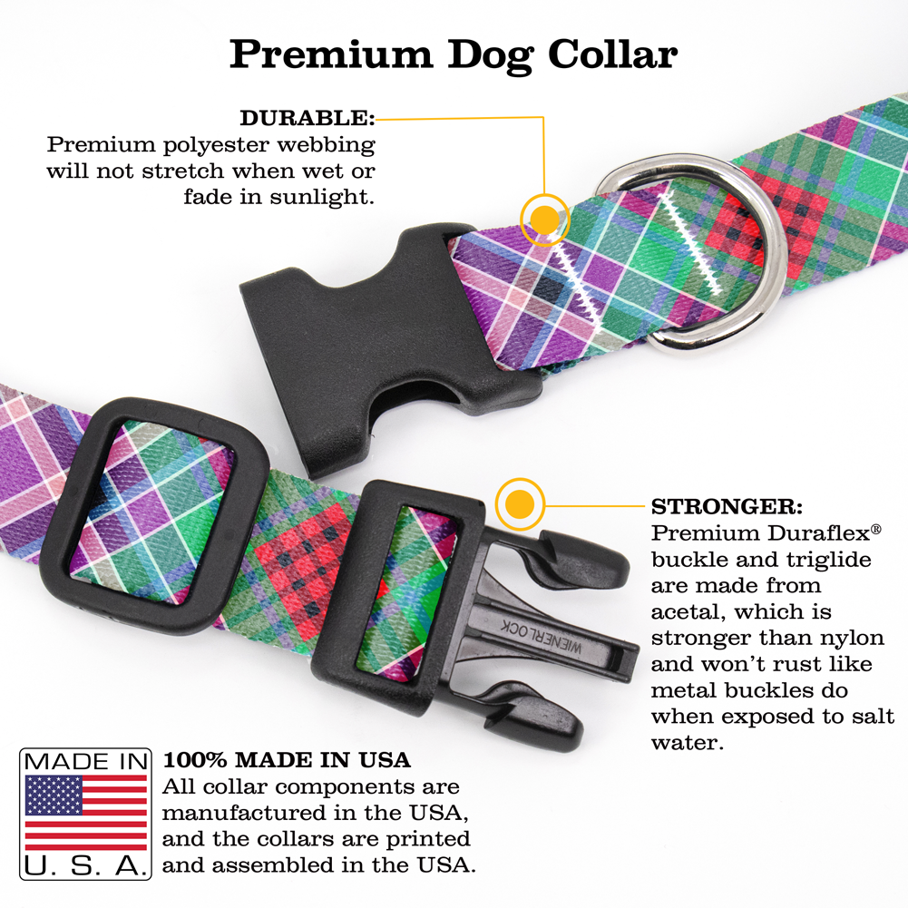 Gordon Red Plaid Dog Collar - Made in USA