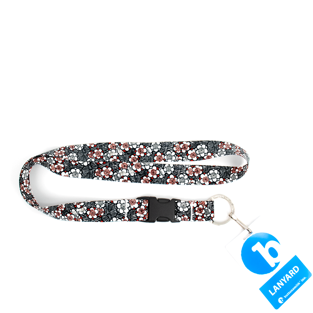 Bijutsu Sekai Floral Premium Lanyard - with Buckle and Flat Ring - Made in the USA