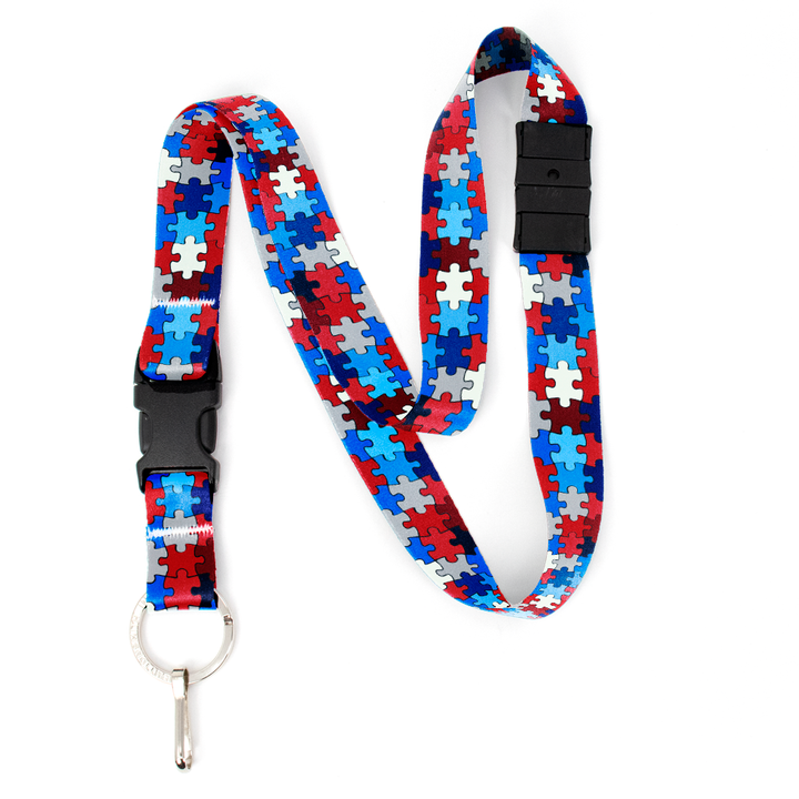 Democracy Puzzle Breakaway Lanyard - with Buckle and Flat Ring - Made in the USA