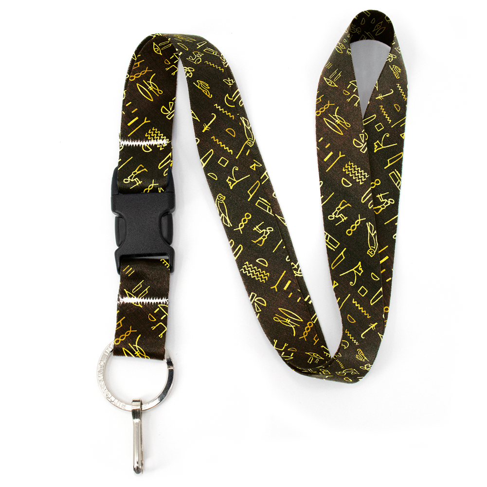 Egyptian Hieroglyphics Premium Lanyard - with Buckle and Flat Ring - Made in the USA