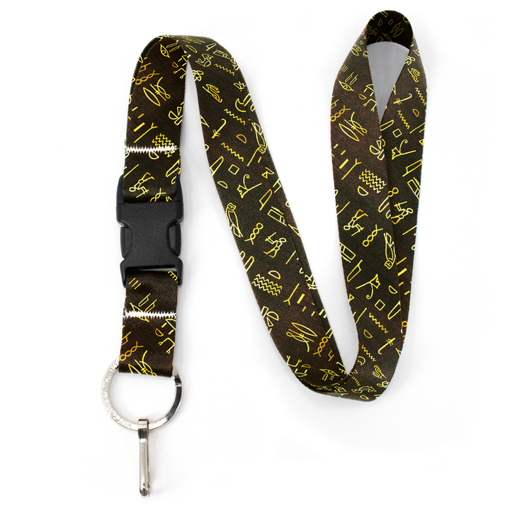 Egyptian Hieroglyphics Premium Lanyard - with Buckle and Flat Ring - Made in the USA