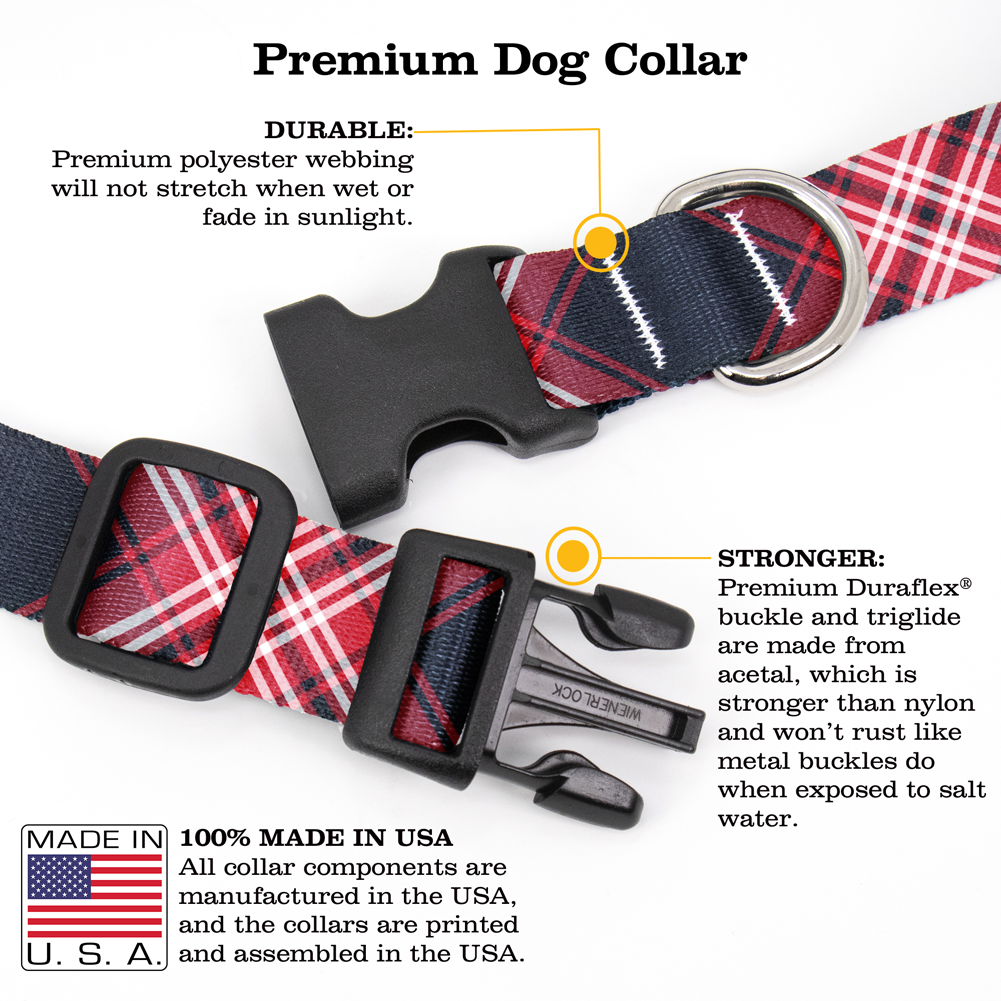 Tweedside Red Plaid Dog Collar - Made in USA