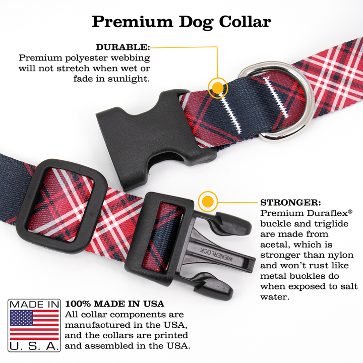 Tweedside Red Plaid Dog Collar - Made in USA