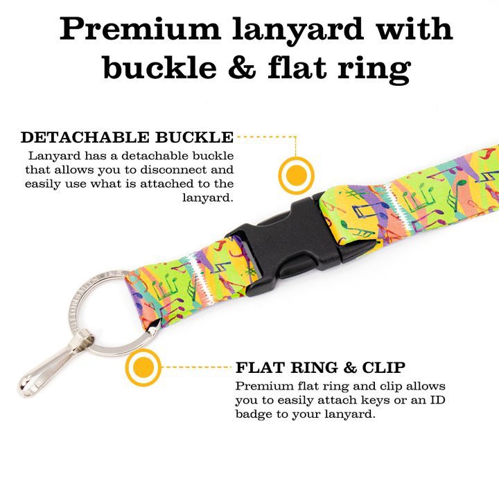 Melody Premium Lanyard - with Buckle and Flat Ring - Made in the USA