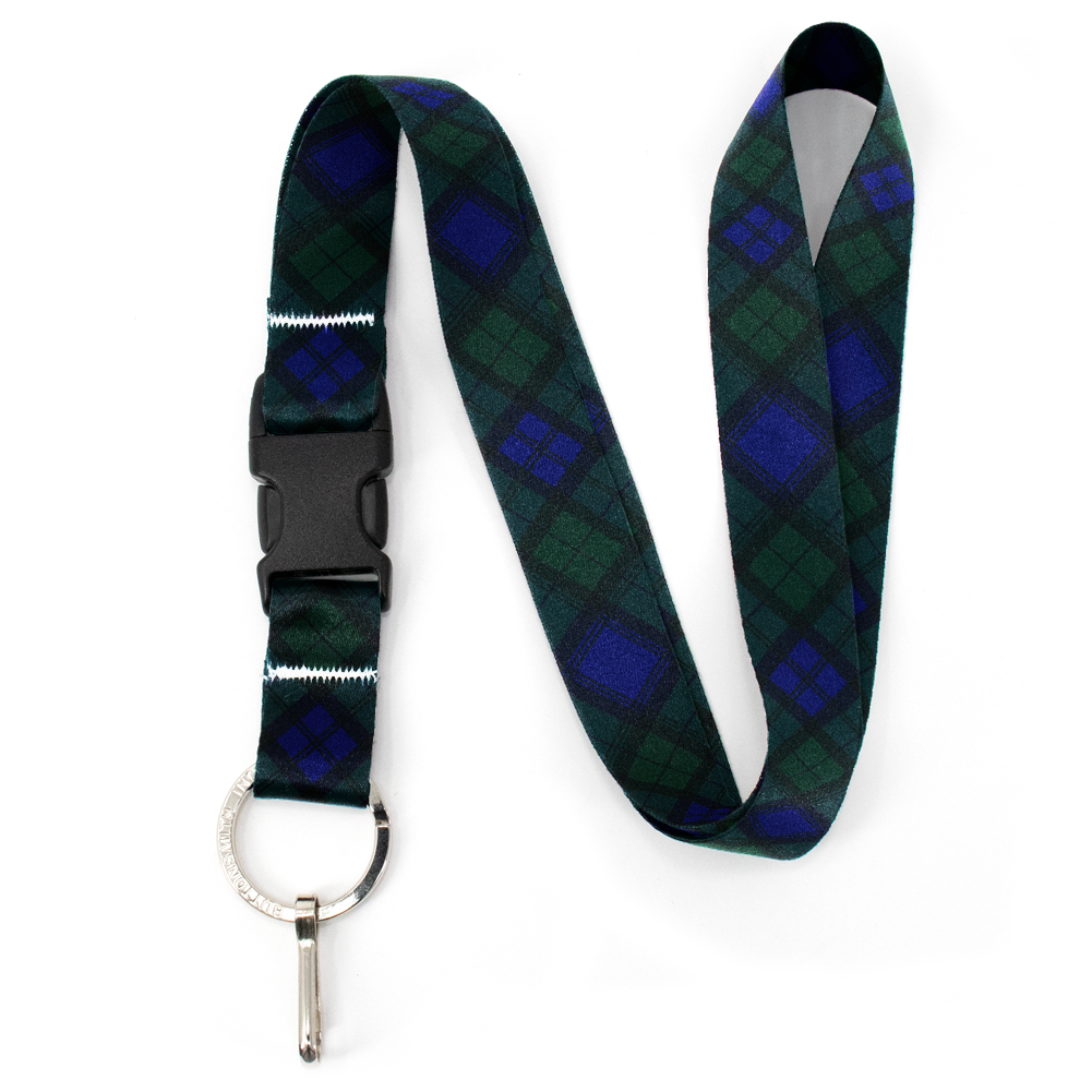 Blackwatch Plaid Premium Lanyard - with Buckle and Flat Ring - Made in the USA