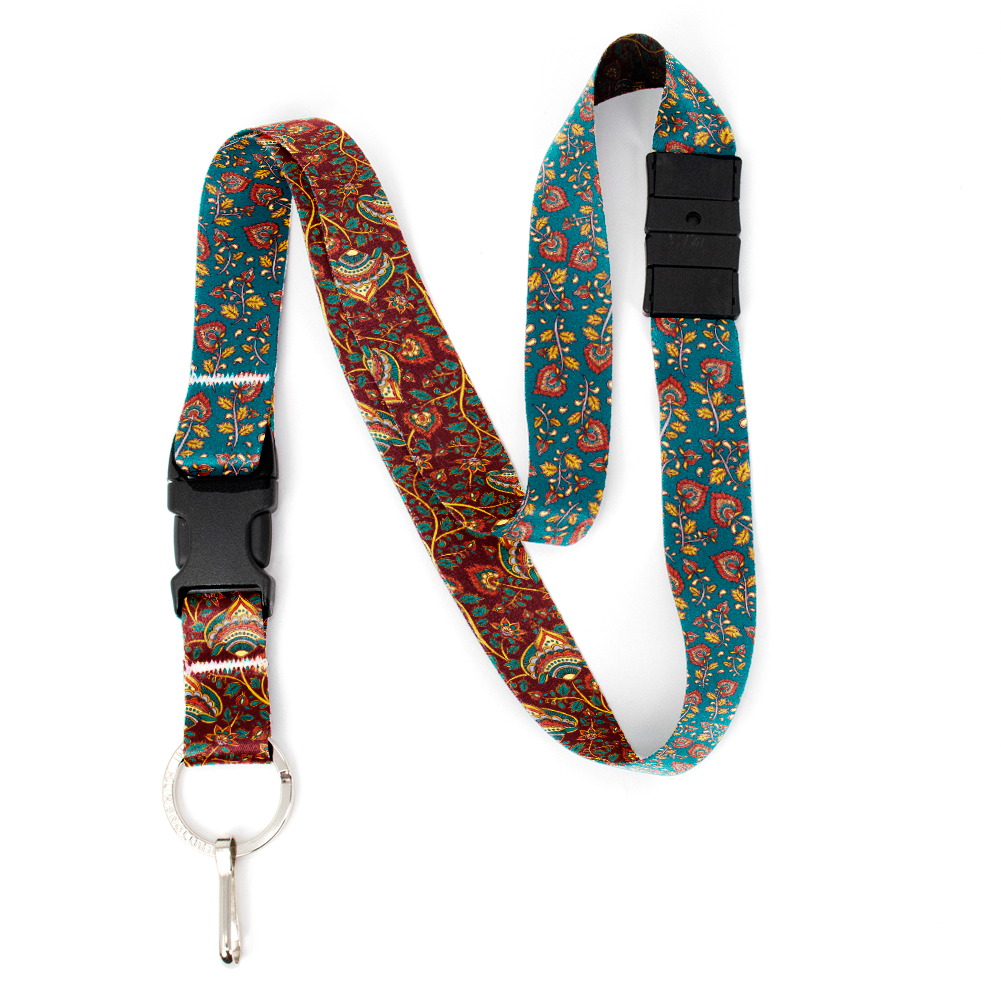 Kalimkari Aqua Breakaway Lanyard - with Buckle and Flat Ring - Made in the USA