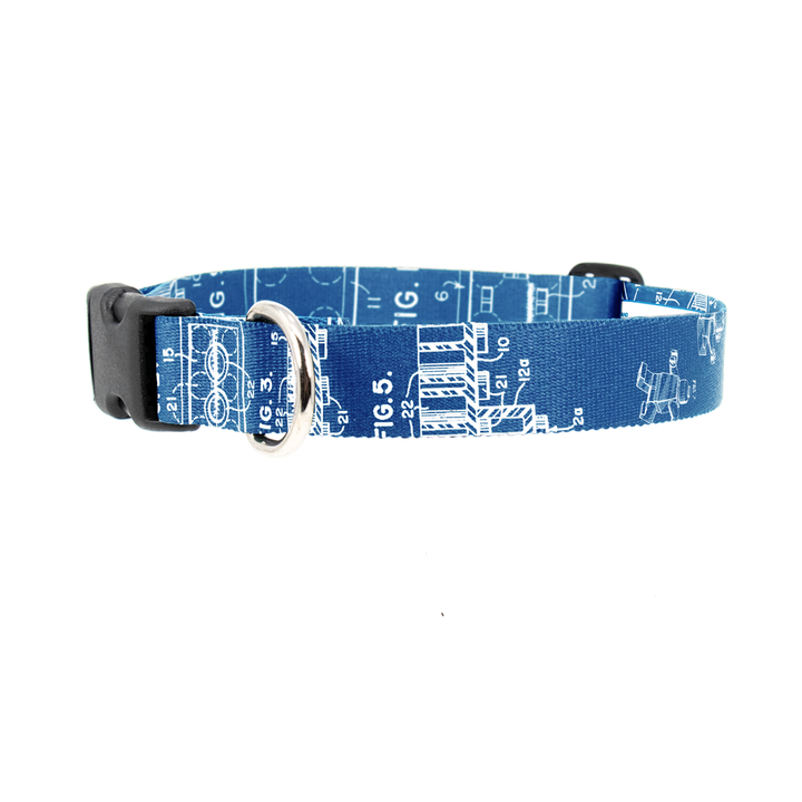 Toy Brick Blueprints Dog Collar - Made in USA