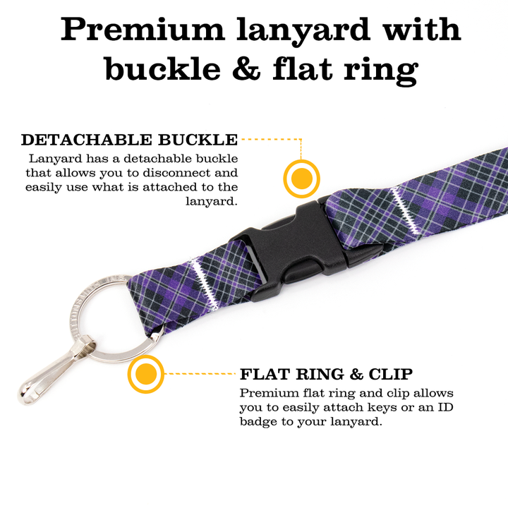 Priest Plaid Breakaway Lanyard - with Buckle and Flat Ring - Made in the USA