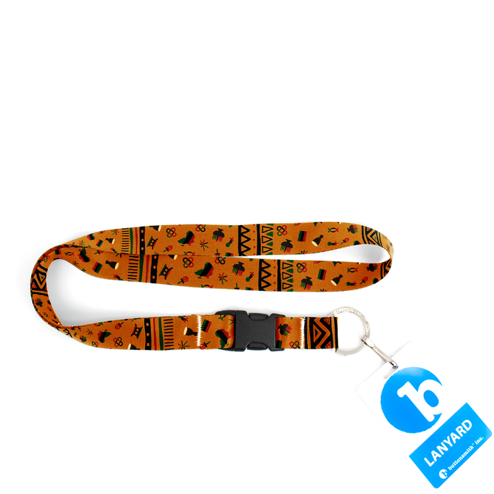 Kwanzaa Premium Lanyard - with Buckle and Flat Ring - Made in the USA