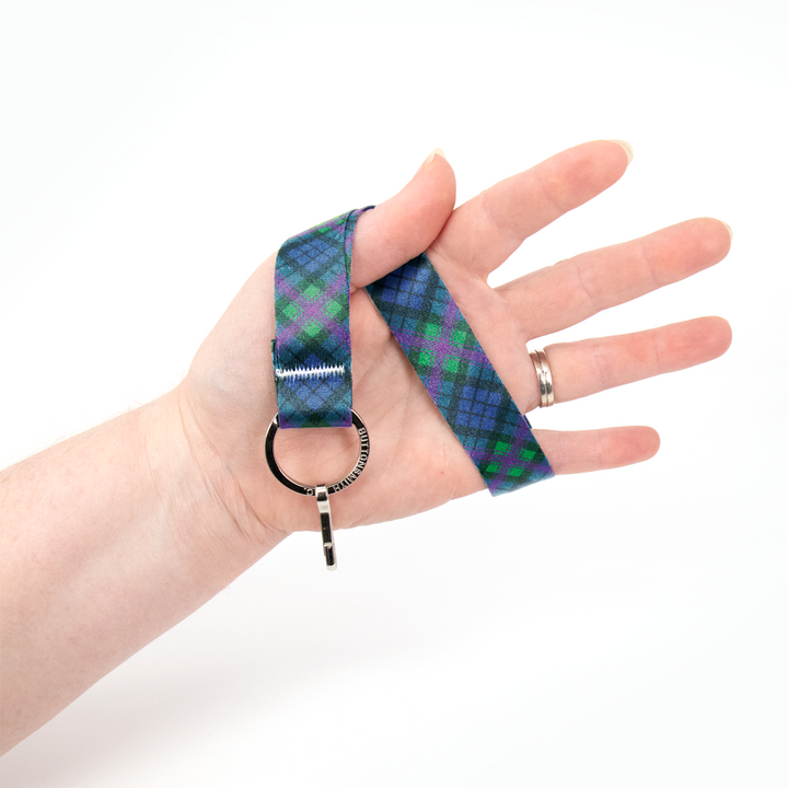 Baird Plaid Lanyard - Short Length with Flat Key Ring and Clip - Made in the USA