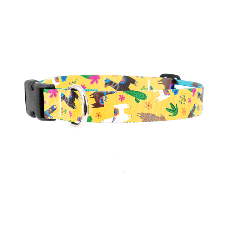 Llama Rama Yellow Dog Collar - Made in USA