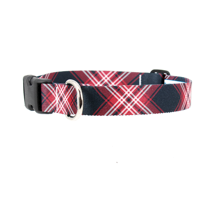 Tweedside Red Plaid Dog Collar - Made in USA