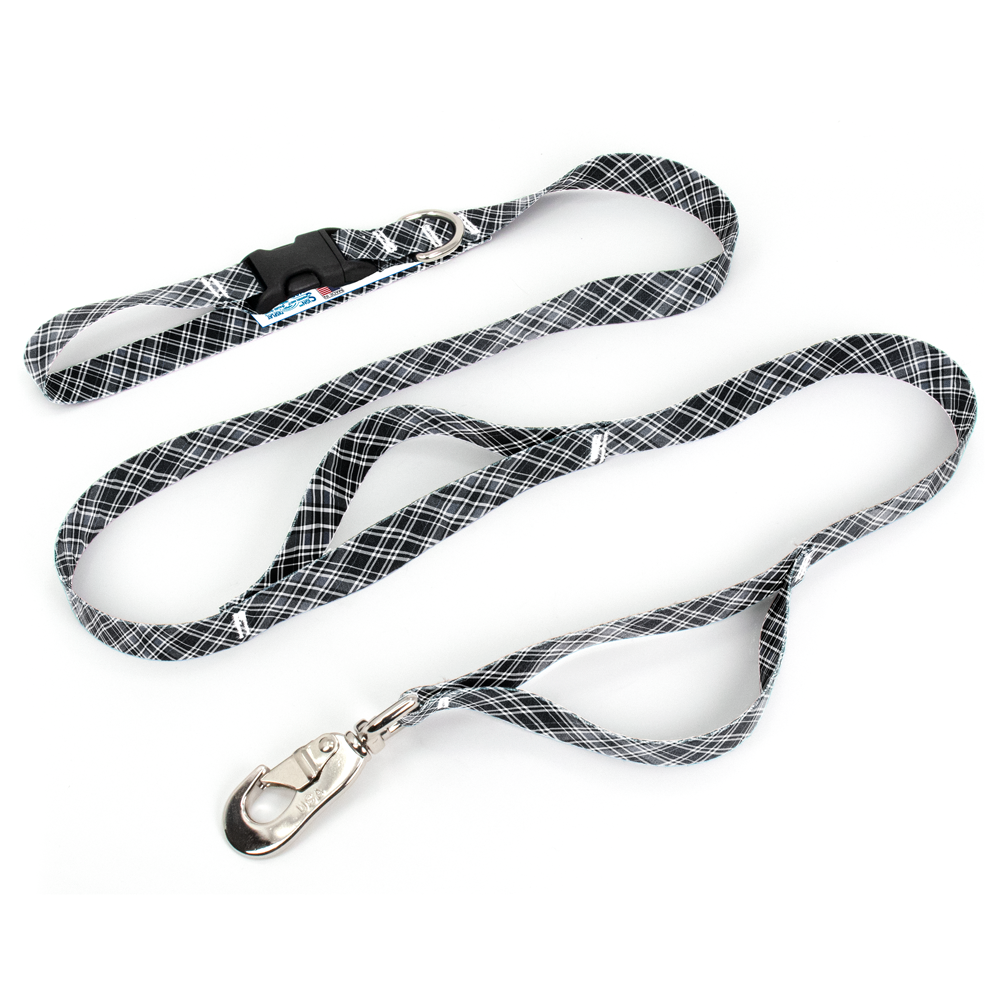 Drummond Grey Plaid Fab Grab Leash - Made in USA