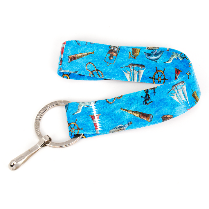 Ocean Breeze Wristlet Lanyard - Short Length with Flat Key Ring and Clip - Made in the USA