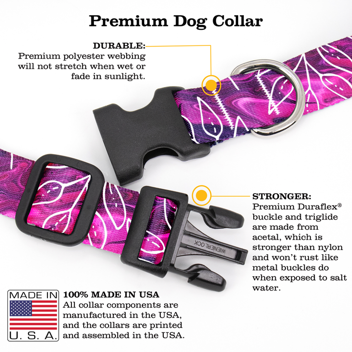 Magenta Love Dog Collar - Made in USA