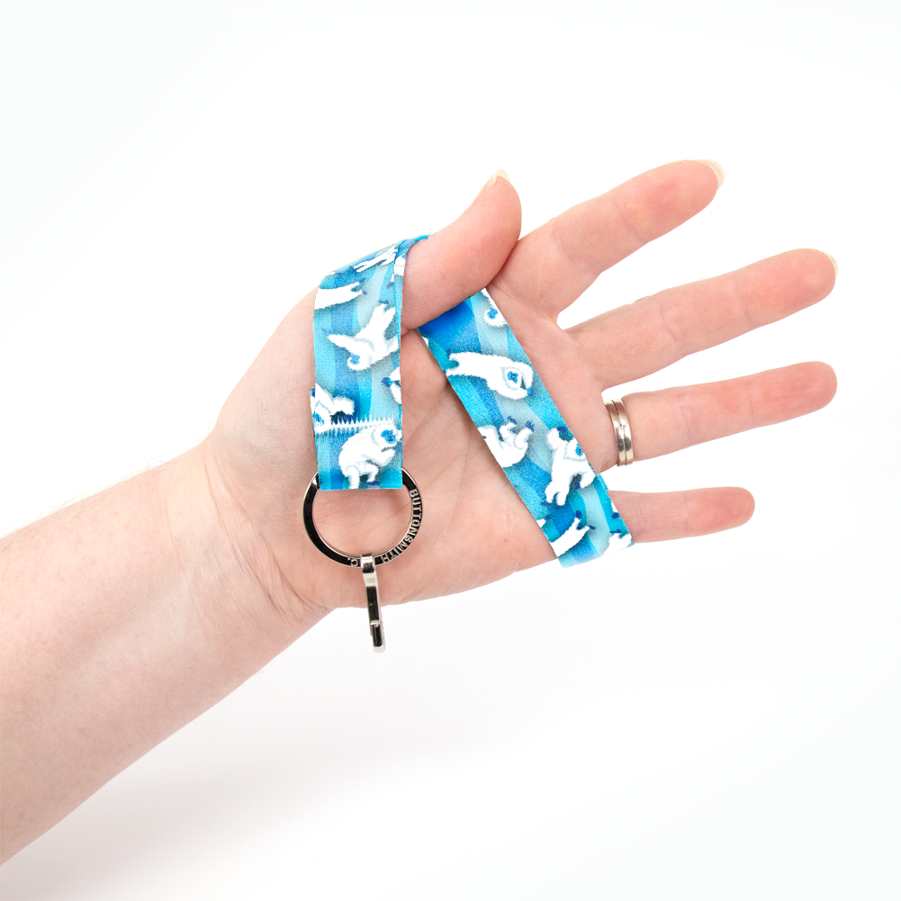 Dancing Yeti Wristlet Lanyard - Short Length with Flat Key Ring and Clip - Made in the USA