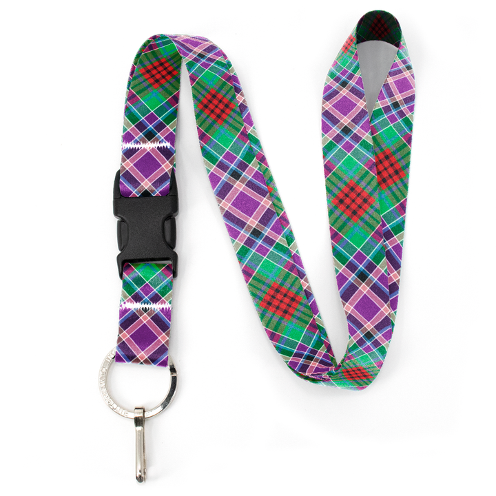 Gordon Red Plaid Premium Lanyard - with Buckle and Flat Ring - Made in the USA