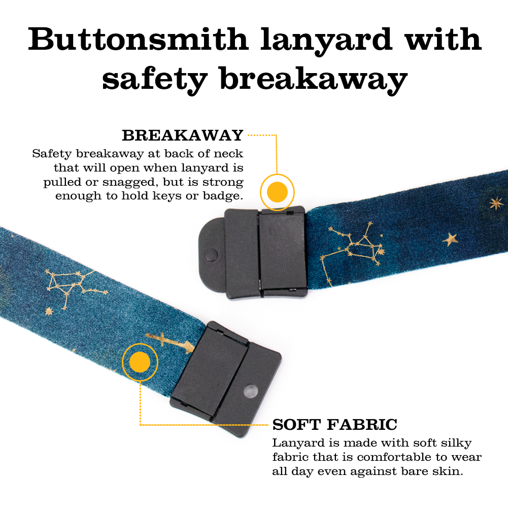 Sagitarius Zodiac Breakaway Lanyard - with Buckle and Flat Ring - Made in the USA