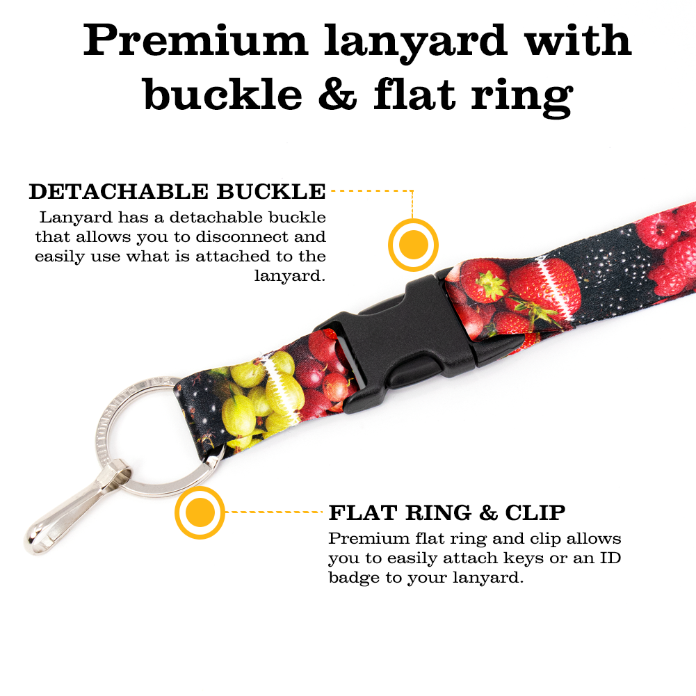 Berry Blast Breakaway Lanyard - with Buckle and Flat Ring - Made in the USA