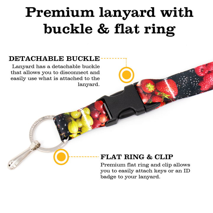 Berry Blast Breakaway Lanyard - with Buckle and Flat Ring - Made in the USA