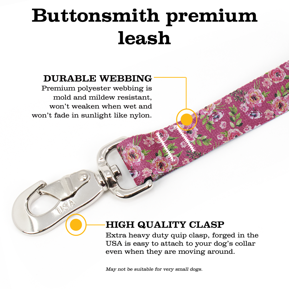 Peonies Pink Fab Grab Leash - Made in USA