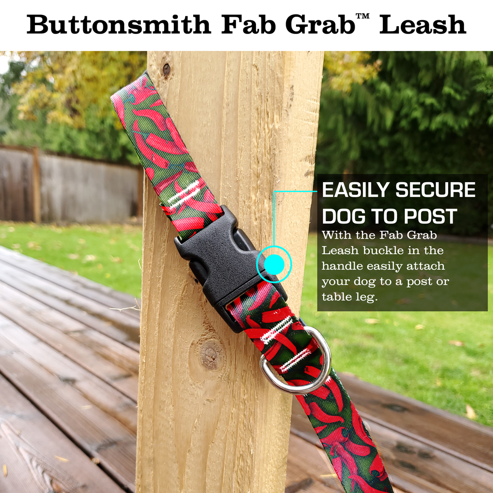 Chili Peppers Green Fab Grab Leash - Made in USA