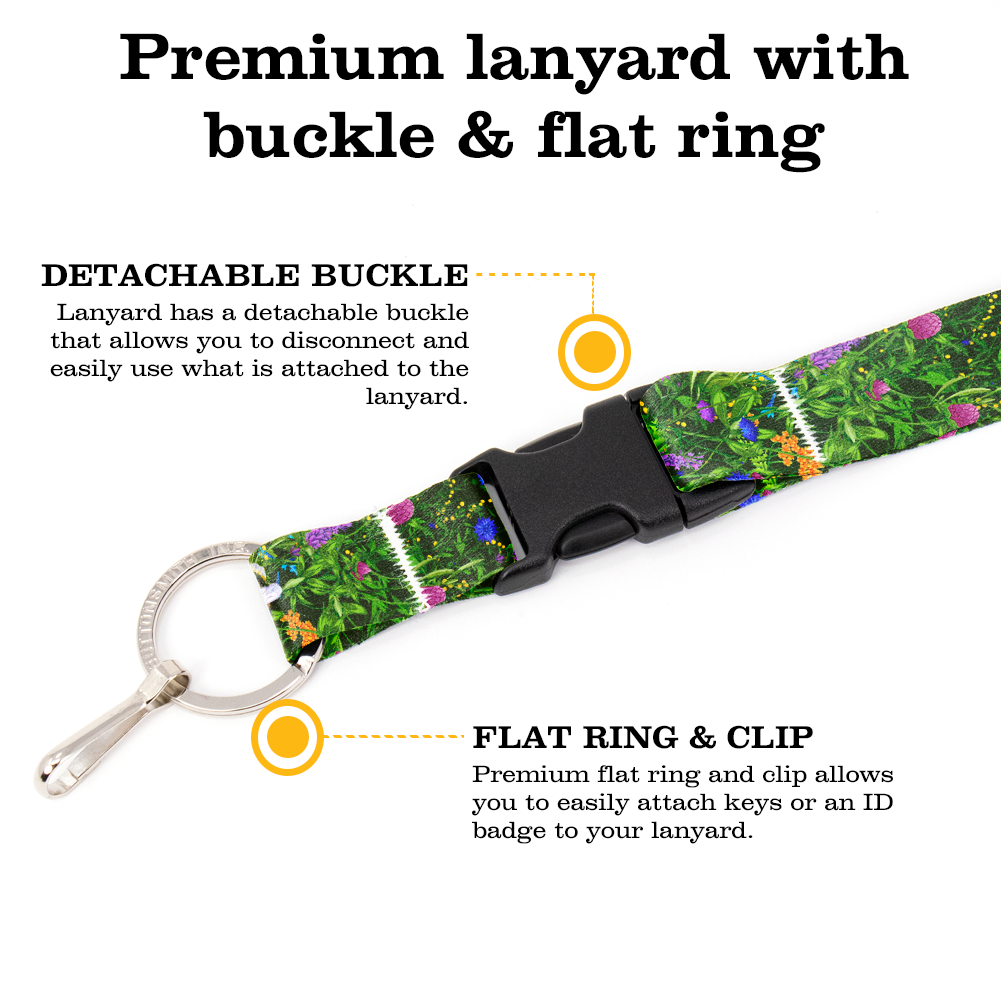 Wildflowers Breakaway Lanyard - with Buckle and Flat Ring - Made in the USA