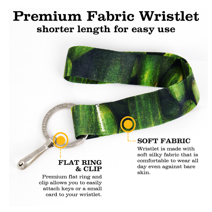 Pickles Wristlet Lanyard - Short Length with Flat Key Ring and Clip - Made in the USA