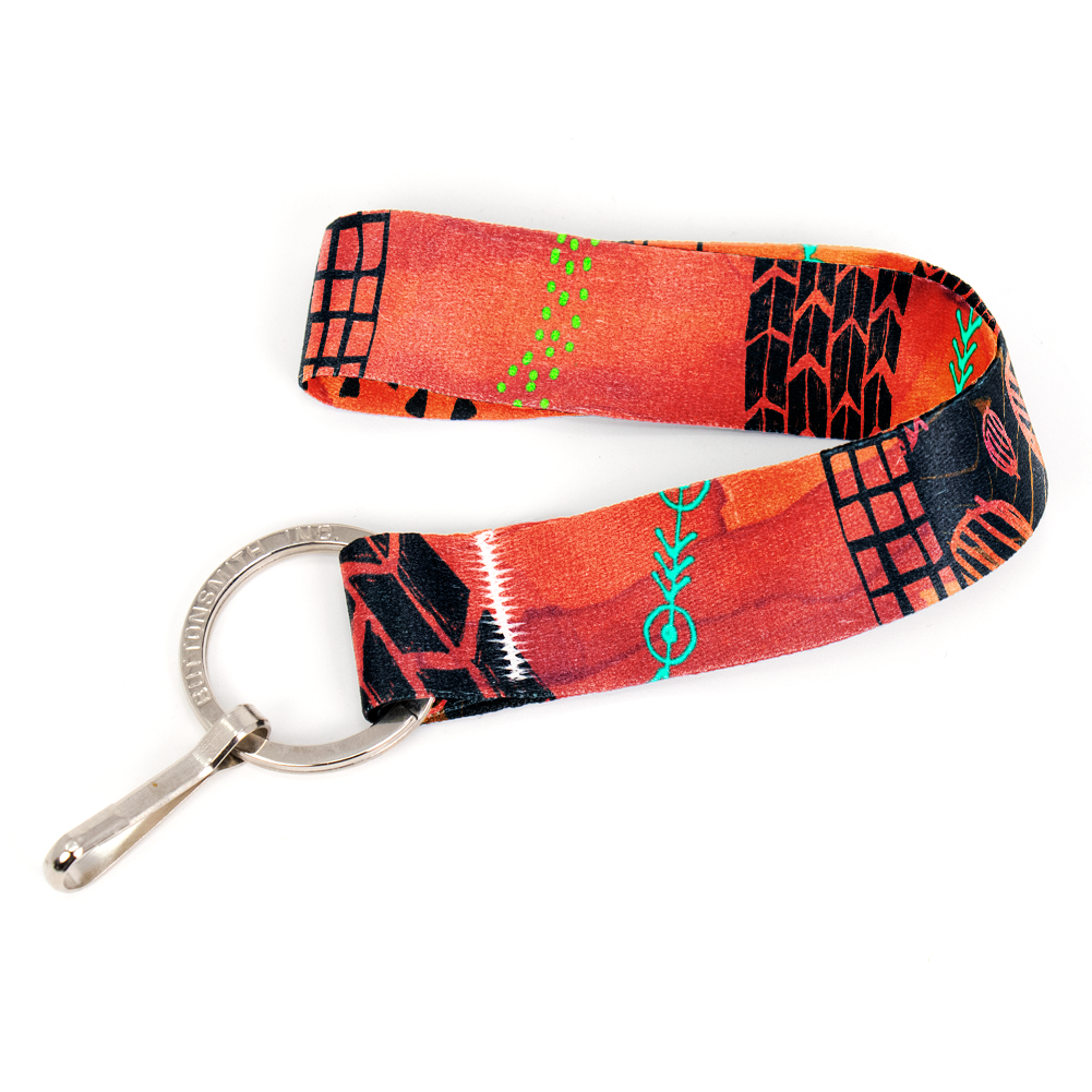 Doodles Wristlet Lanyard - Short Length with Flat Key Ring and Clip - Made in the USA