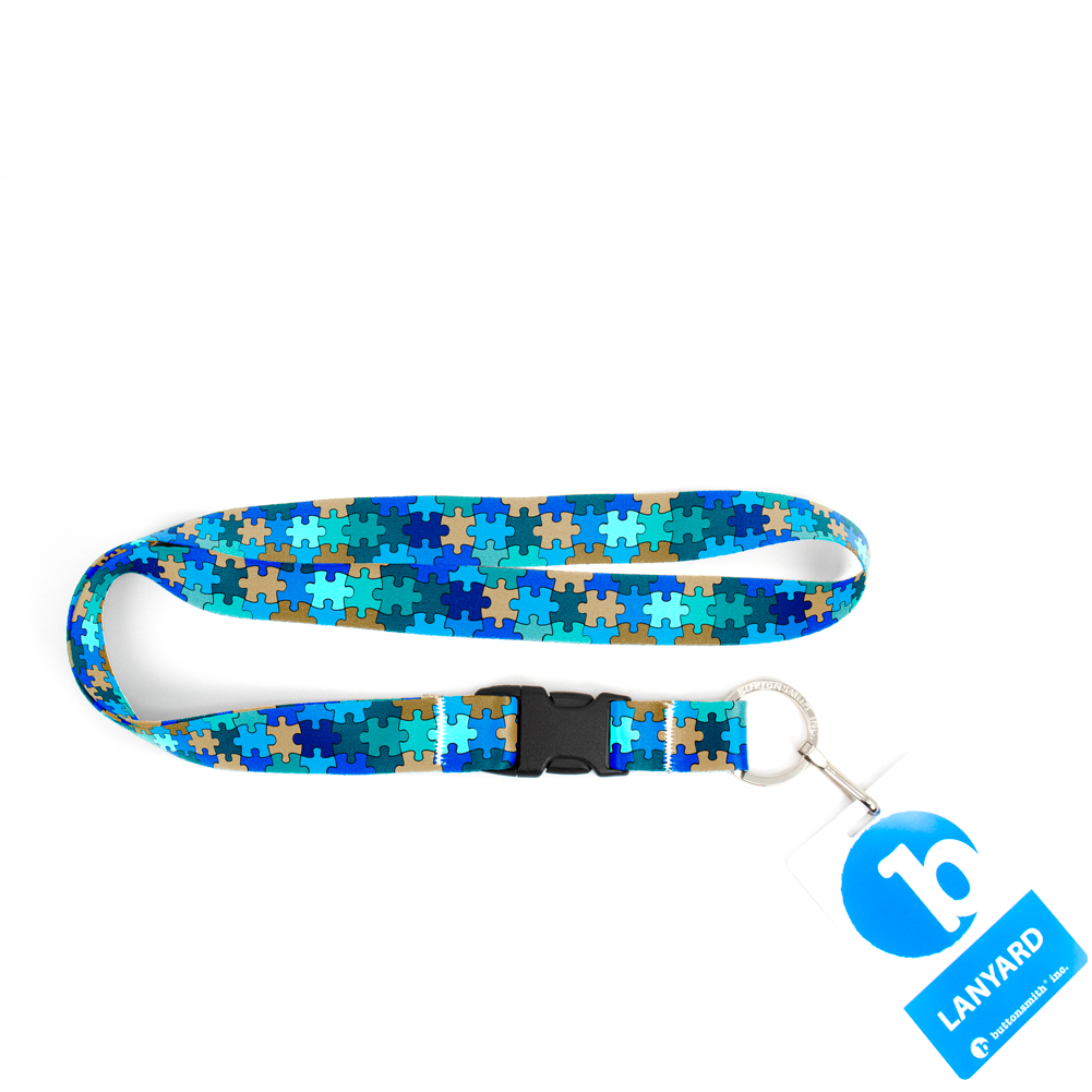 Beach Puzzle Premium Lanyard - with Buckle and Flat Ring - Made in the USA