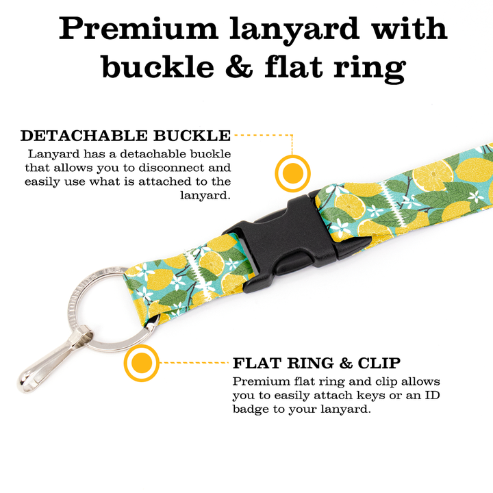 Lemon Grove Breakaway Lanyard - with Buckle and Flat Ring - Made in the USA