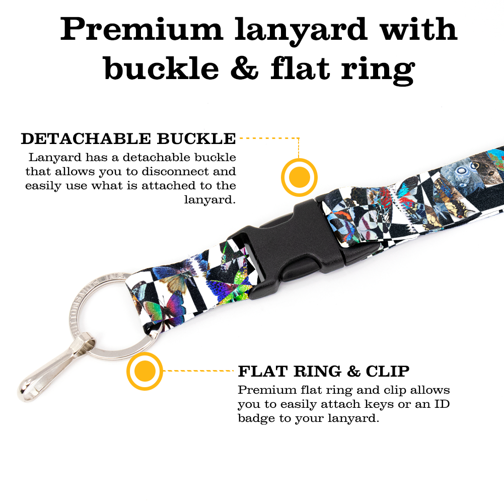 Mod Butterfly Premium Lanyard - with Buckle and Flat Ring - Made in the USA