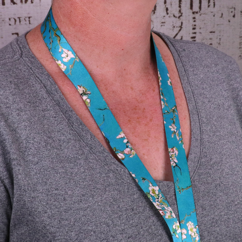 Buttonsmith Van Gogh Almond Blossom Custom Lanyard - Made in USA - Buttonsmith Inc.