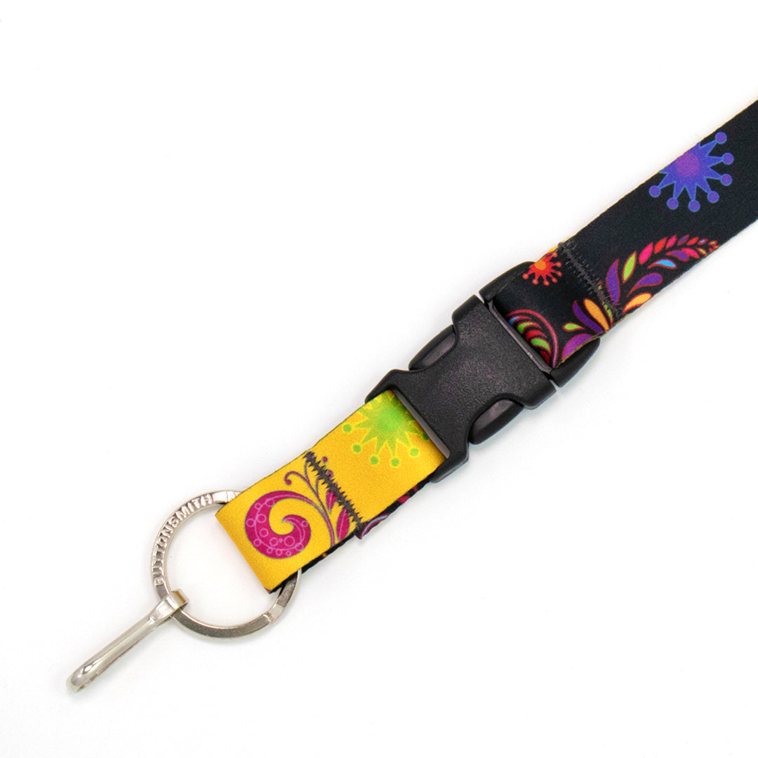 Buttonsmith Bright Floral Premium Lanyard - Made in USA - Buttonsmith Inc.