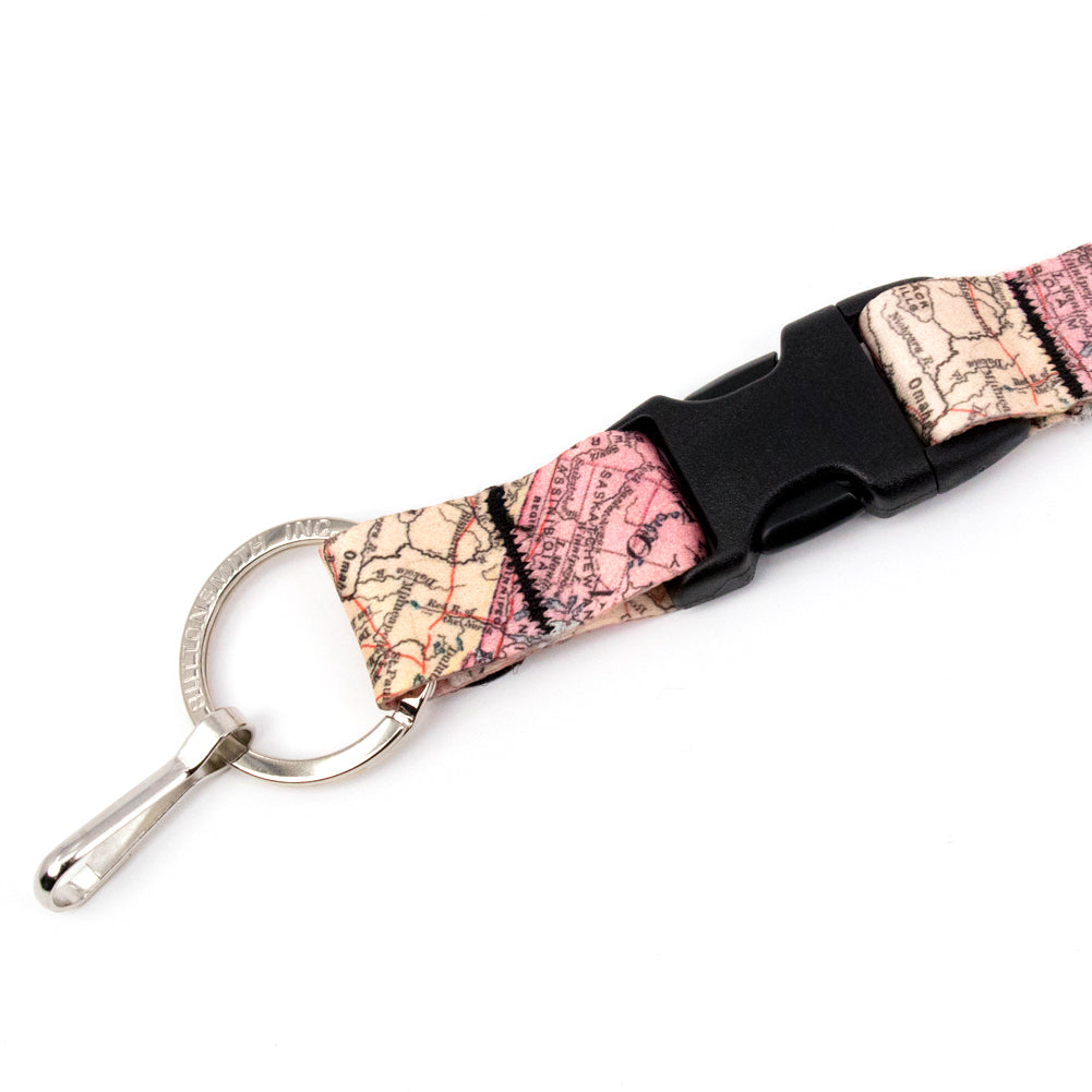 Buttonsmith Map Breakaway Lanyard - Made in USA - Buttonsmith Inc.