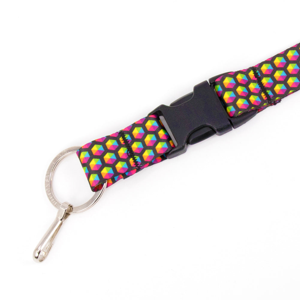 Buttonsmith Rainbow Hexes Custom Lanyard Made in USA - Buttonsmith Inc.