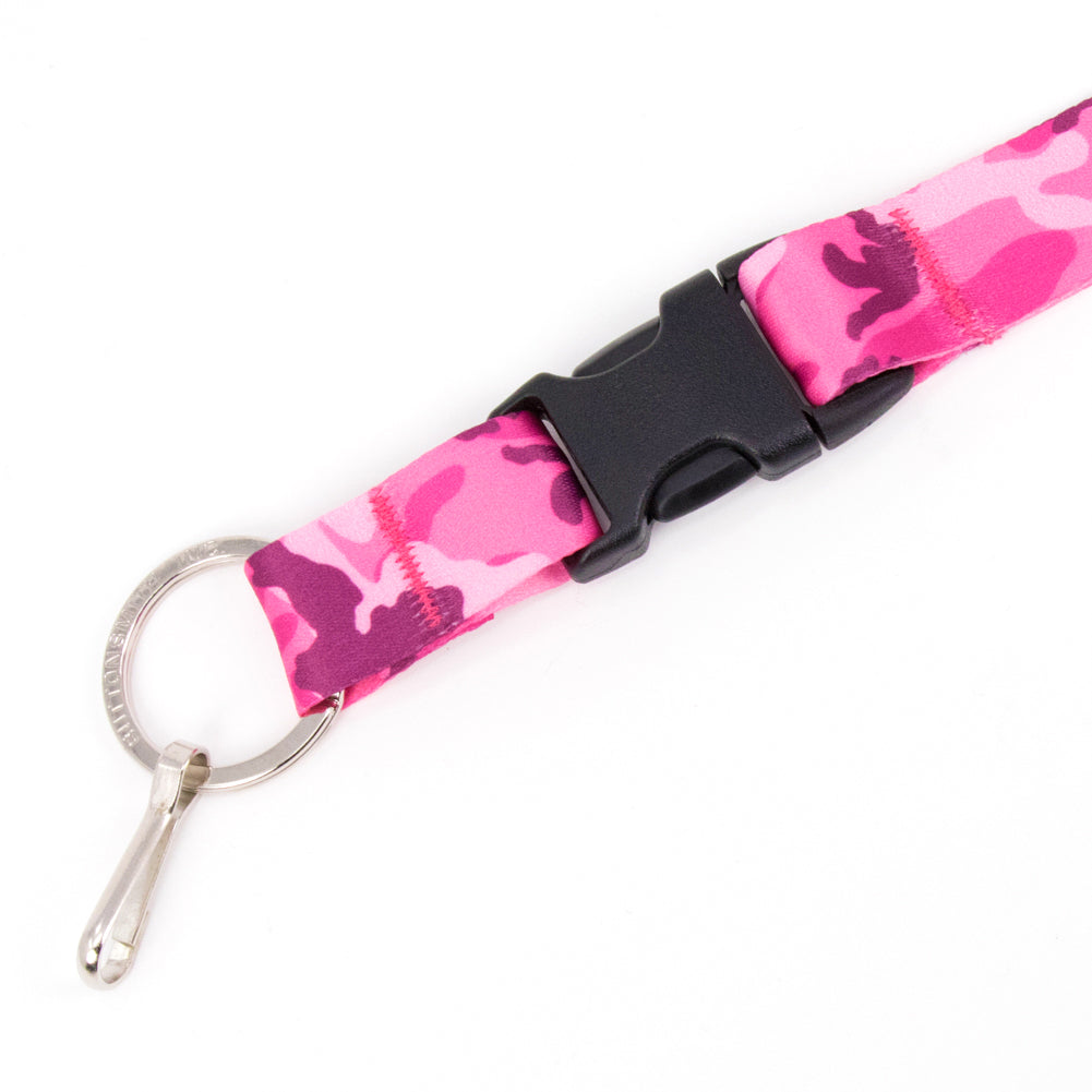 Buttonsmith Pink Camo Custom Lanyard Made in USA - Buttonsmith Inc.