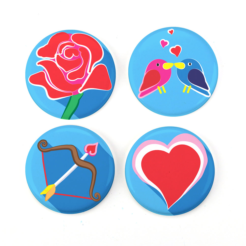 Buttonsmith® 1.25" Valentine Refrigerator Magnets - Set of 4 - Buttonsmith Inc.