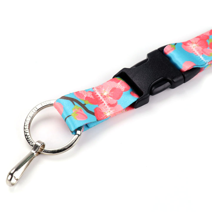 Buttonsmith Cheery Cherry Blossoms Custom Lanyard - Made in USA - Buttonsmith Inc.